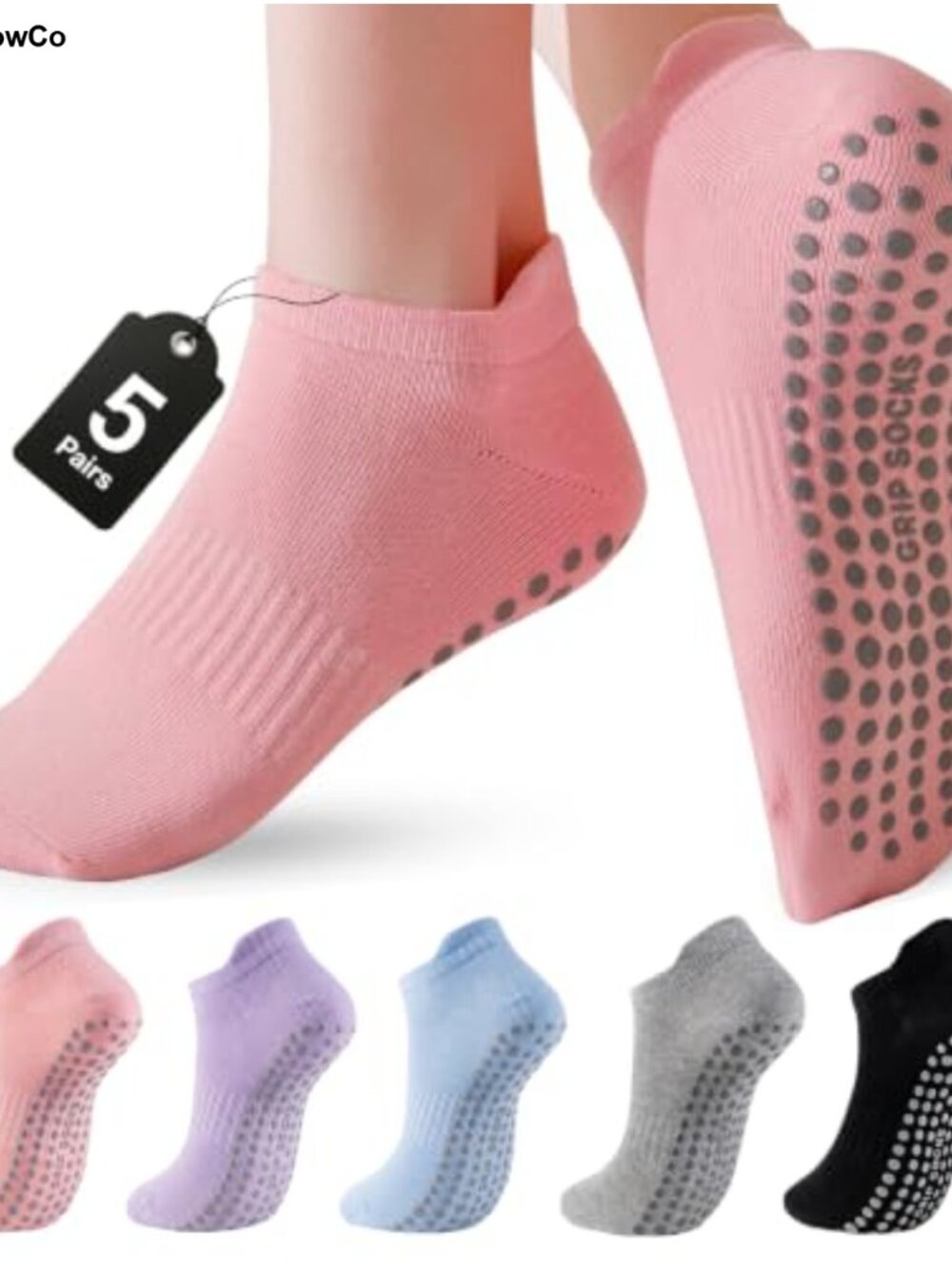 Pilates Socks for Women Non Slip Grip Yoga Socks Cotton Blend Grippy Barre Socks